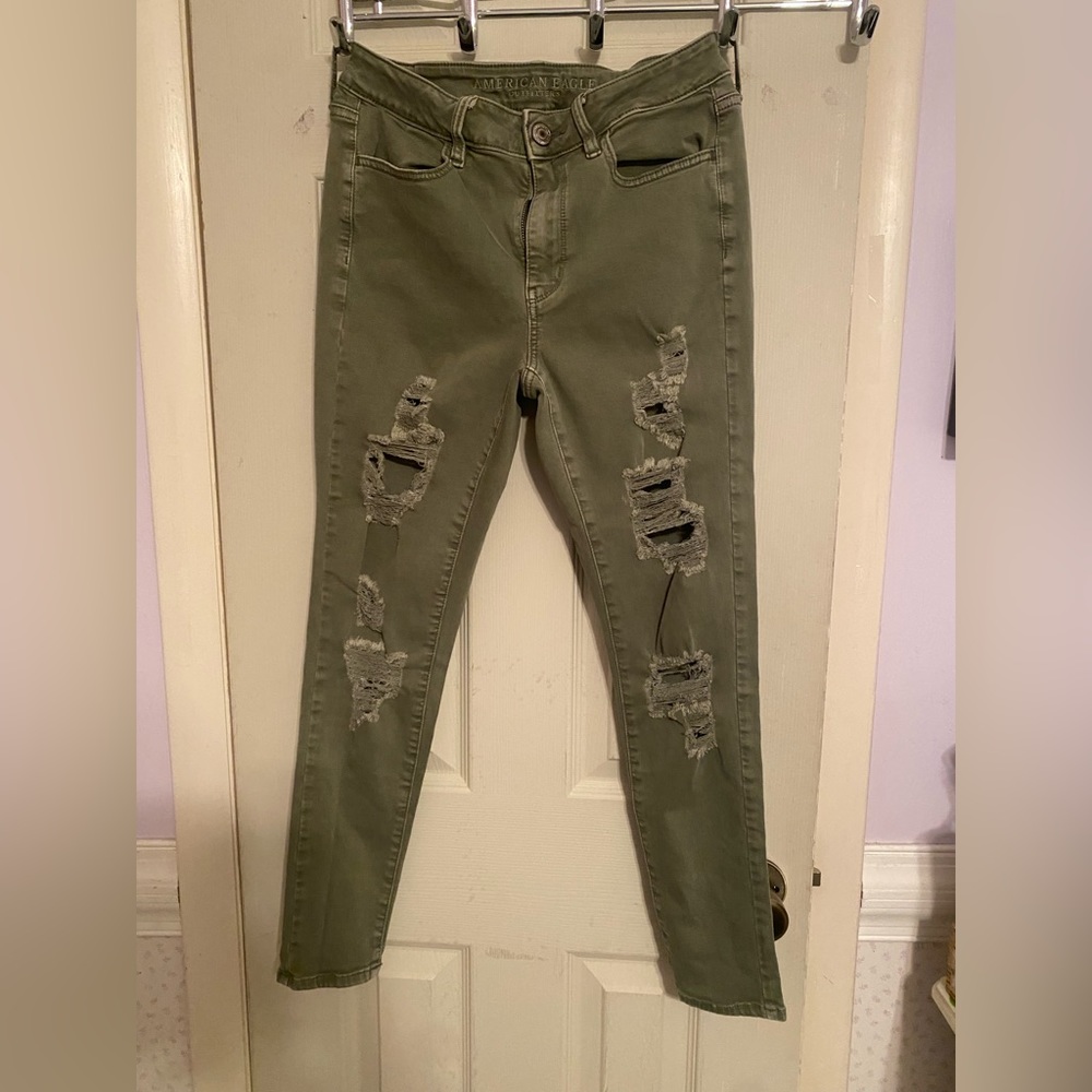 American Eagle Outfitters Olive Super Stretch Skinny Jeans
